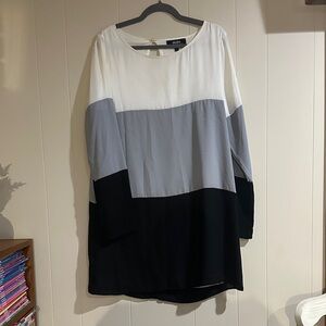 Lulu's Black, Gray, and White Colorblock Midi Dress